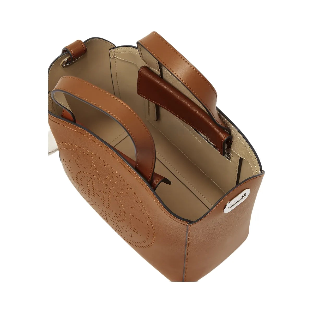 Karl Lagerfeld Circle Perforated Small Tote Bag Dark Tan