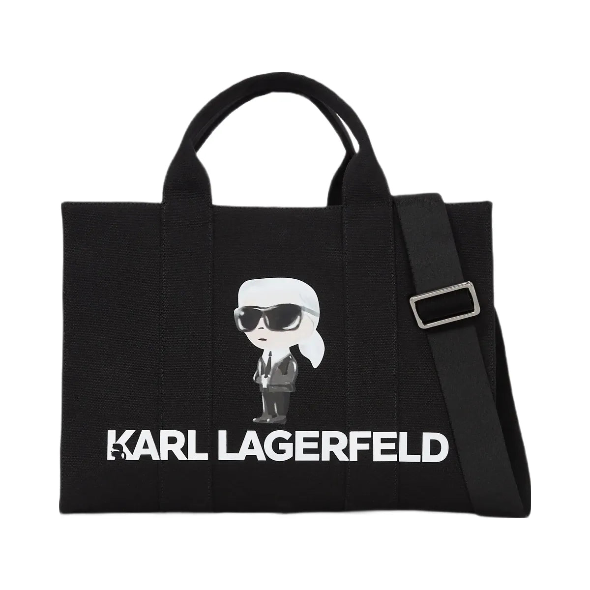 Karl Lagerfeld Ikon Aquarelle Canvas Tote Bag Black