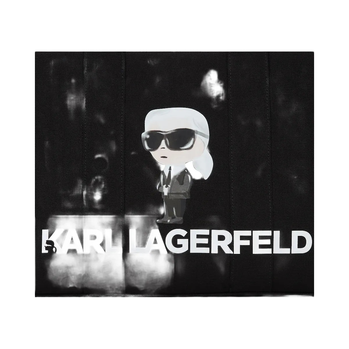 Karl Lagerfeld Ikon Aquarelle Canvas Tote Bag Black