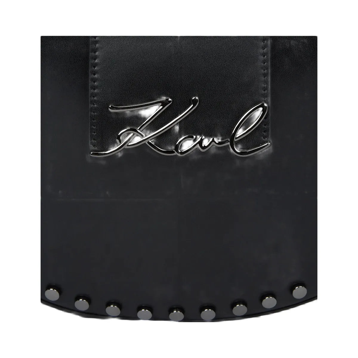 Karl Lagerfeld Signature Studded Moon Bag Black Embellishment