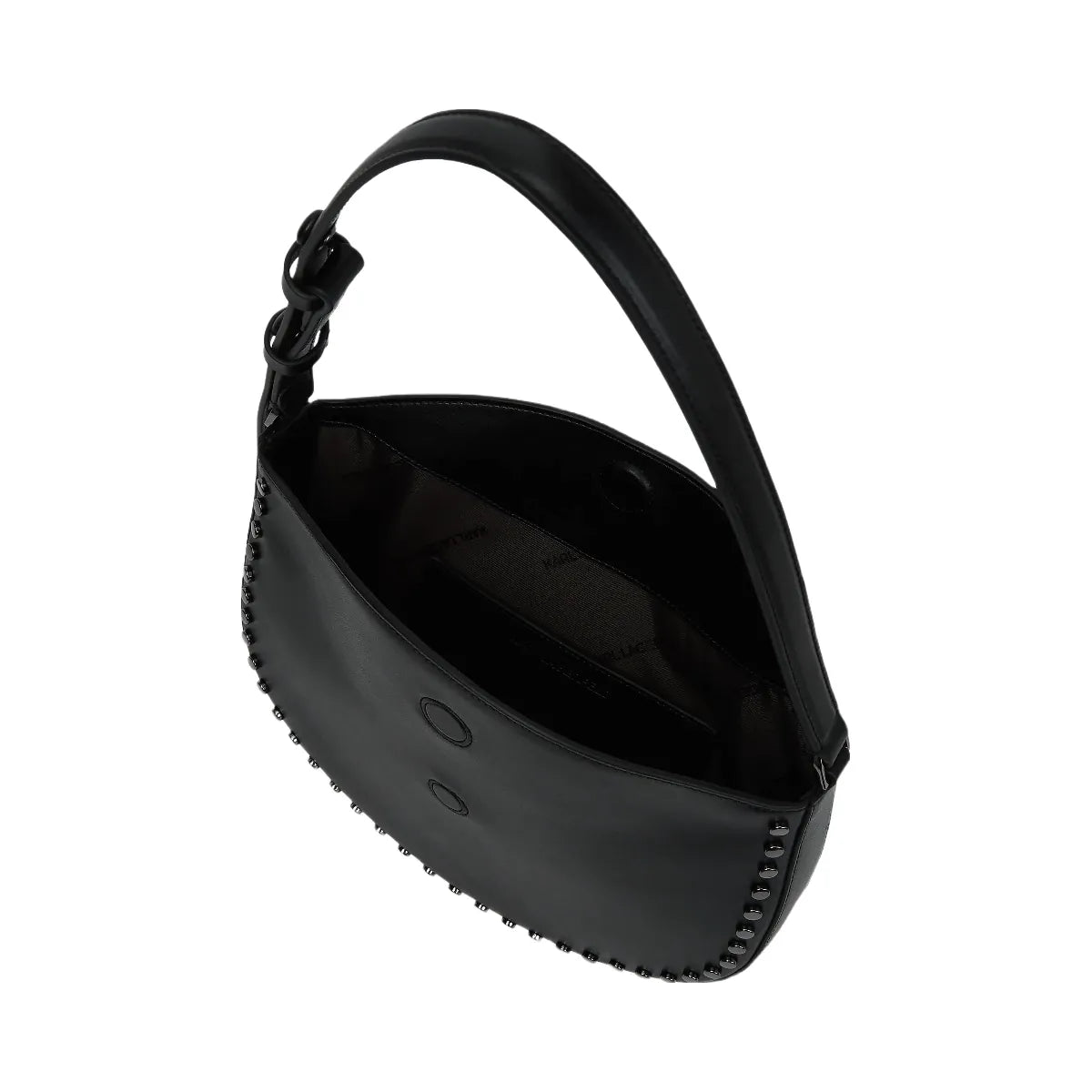 Karl Lagerfeld Signature Studded Moon Bag Black Embellishment