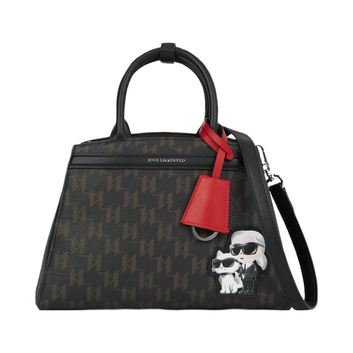 Karl Lagerfeld Ikon Monogram Small Tote Bag Brown Monogram