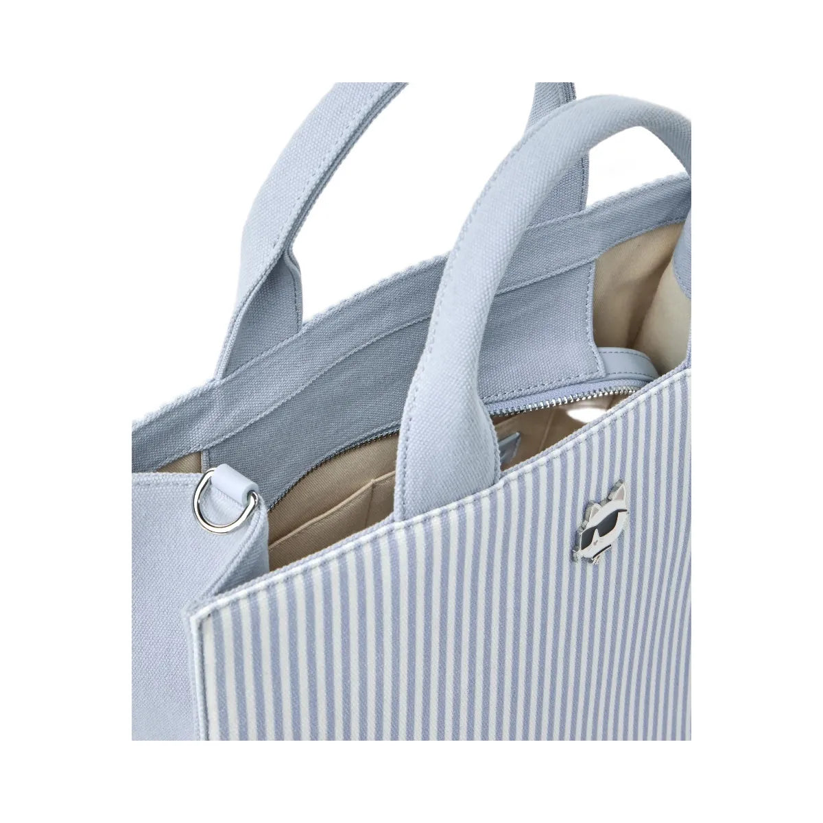 Karl Lagerfeld Ikon Choupette Striped Square Tote Bag Kentucky Blue Stripe