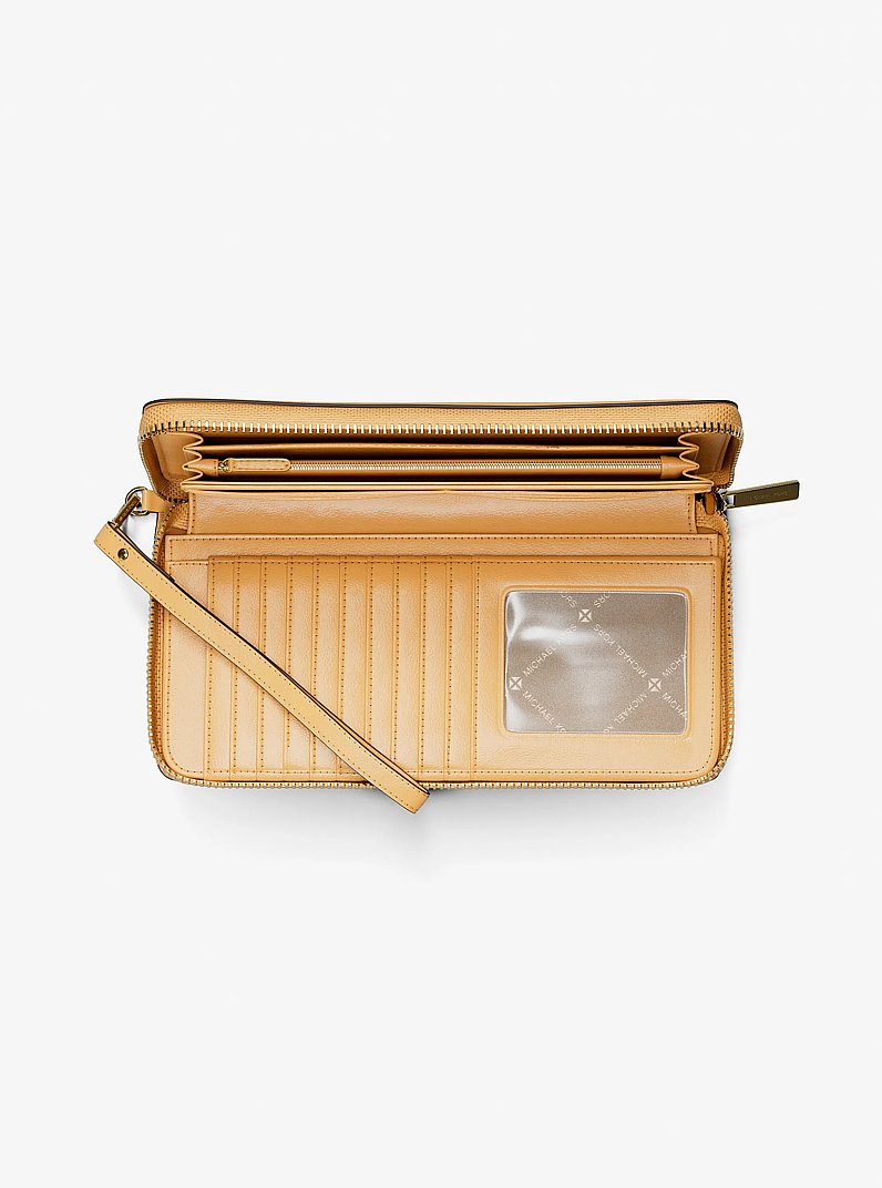 Michael Kors Jet Set Travel Large Pebbled Leather Wristlet Honeywheat