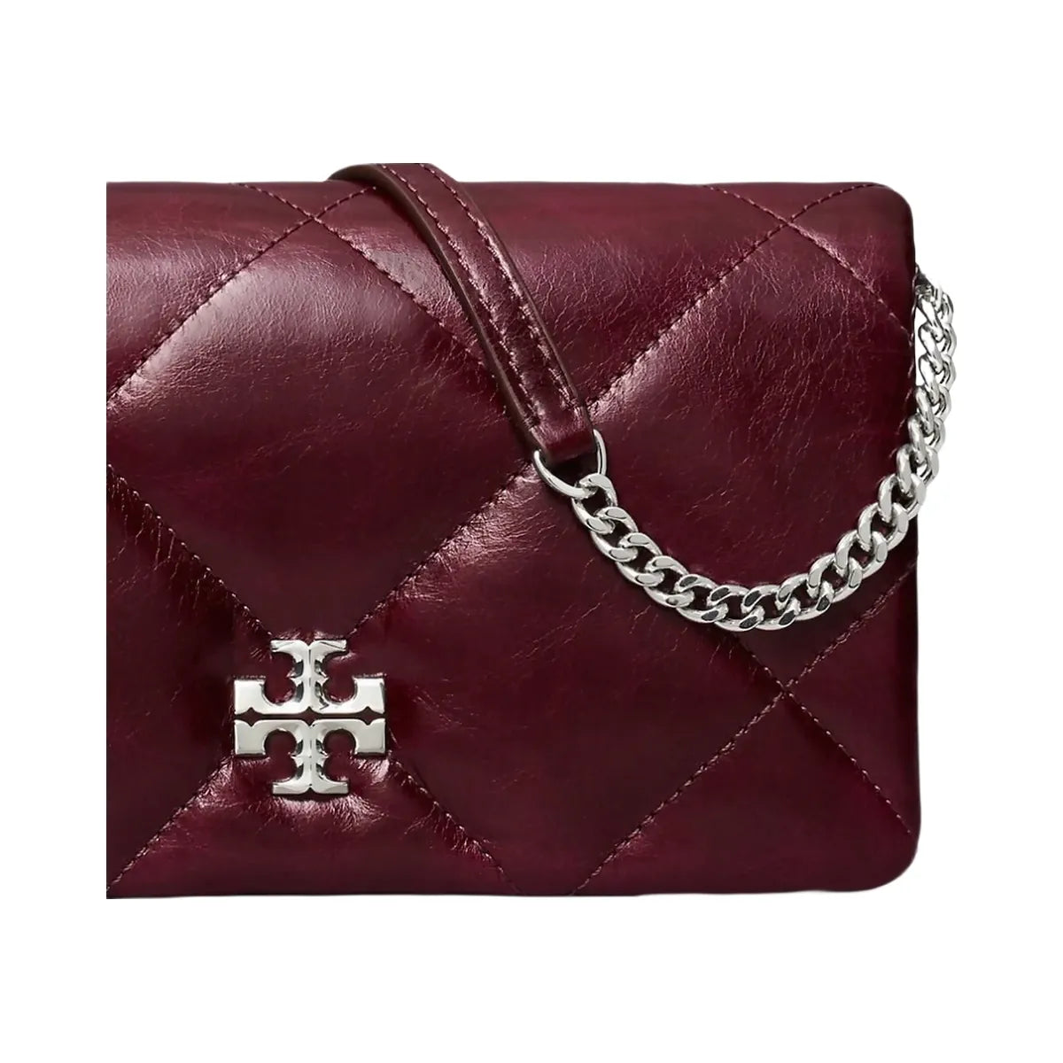 Tory Burch Kira Diamond Quilt Distressed Crossbody Dark Carmine