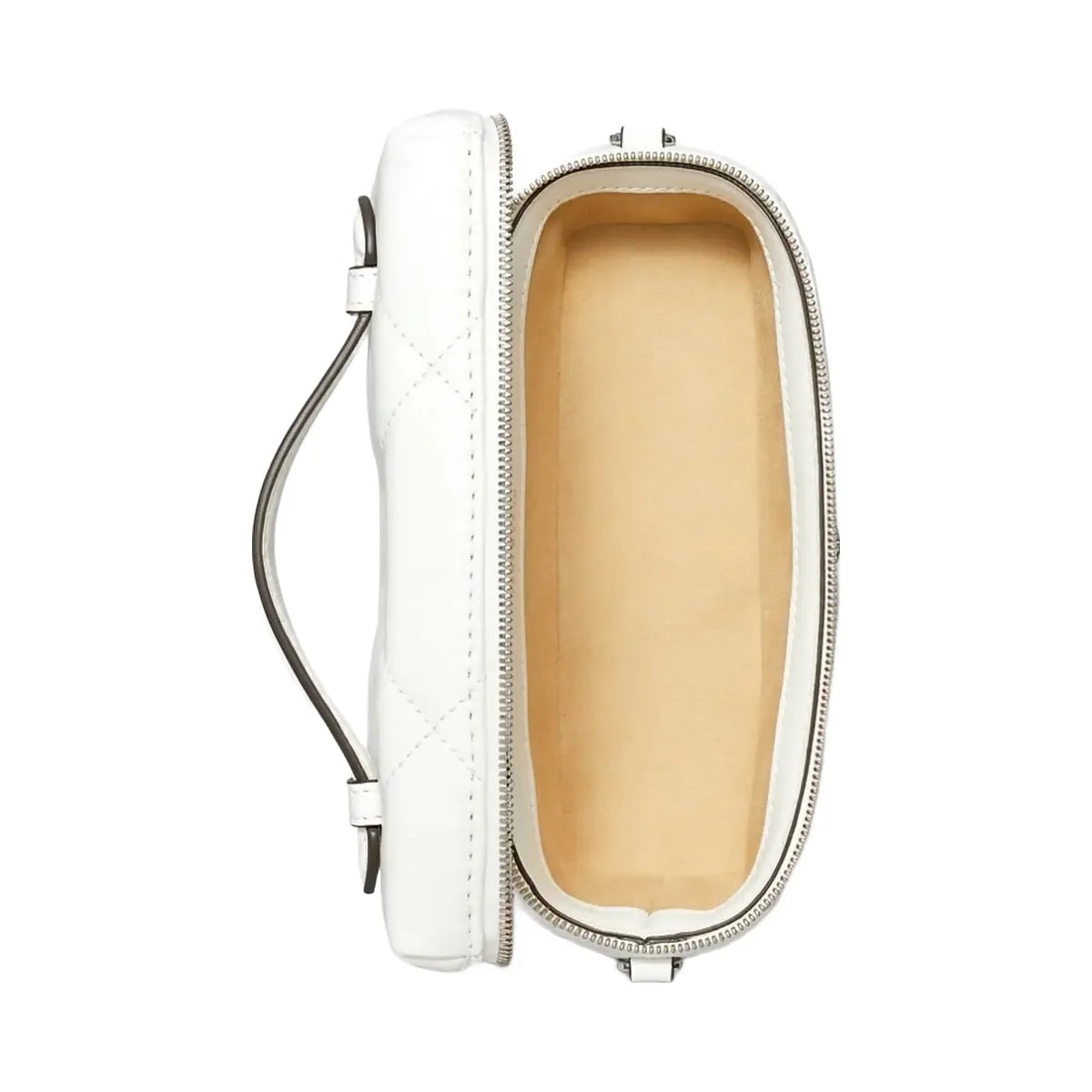 Tory Burch Kira Diamond Quilt Distressed Charm Vanity Case Blanc