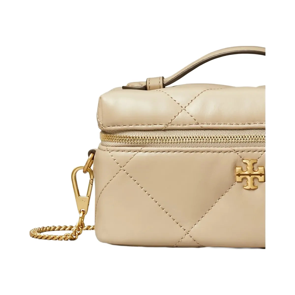 Tory Burch Kira Diamond Quilt East-West Vanity Case Light Stone