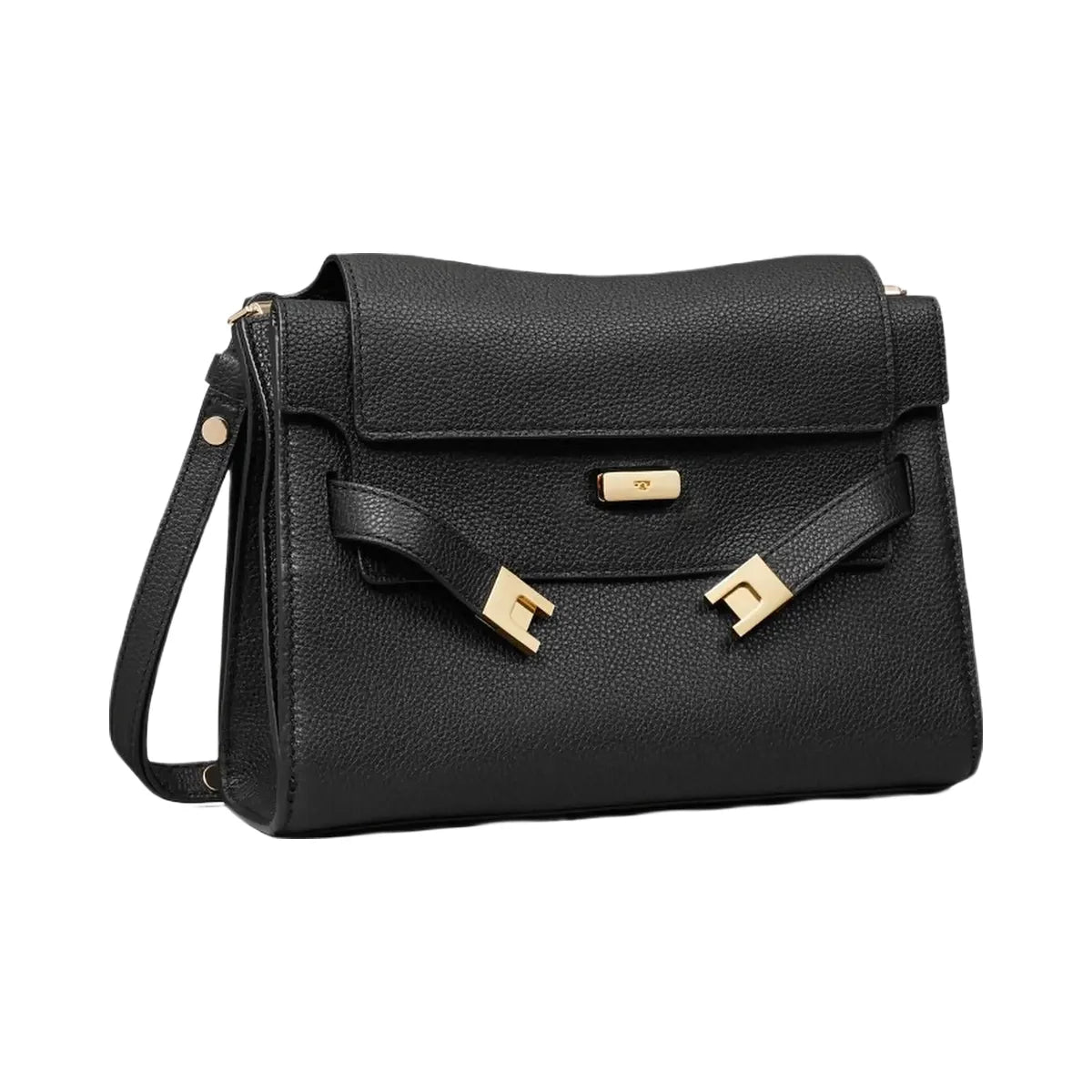 Tory Burch Lee Radziwill Pebbled Shoulder Bag Black