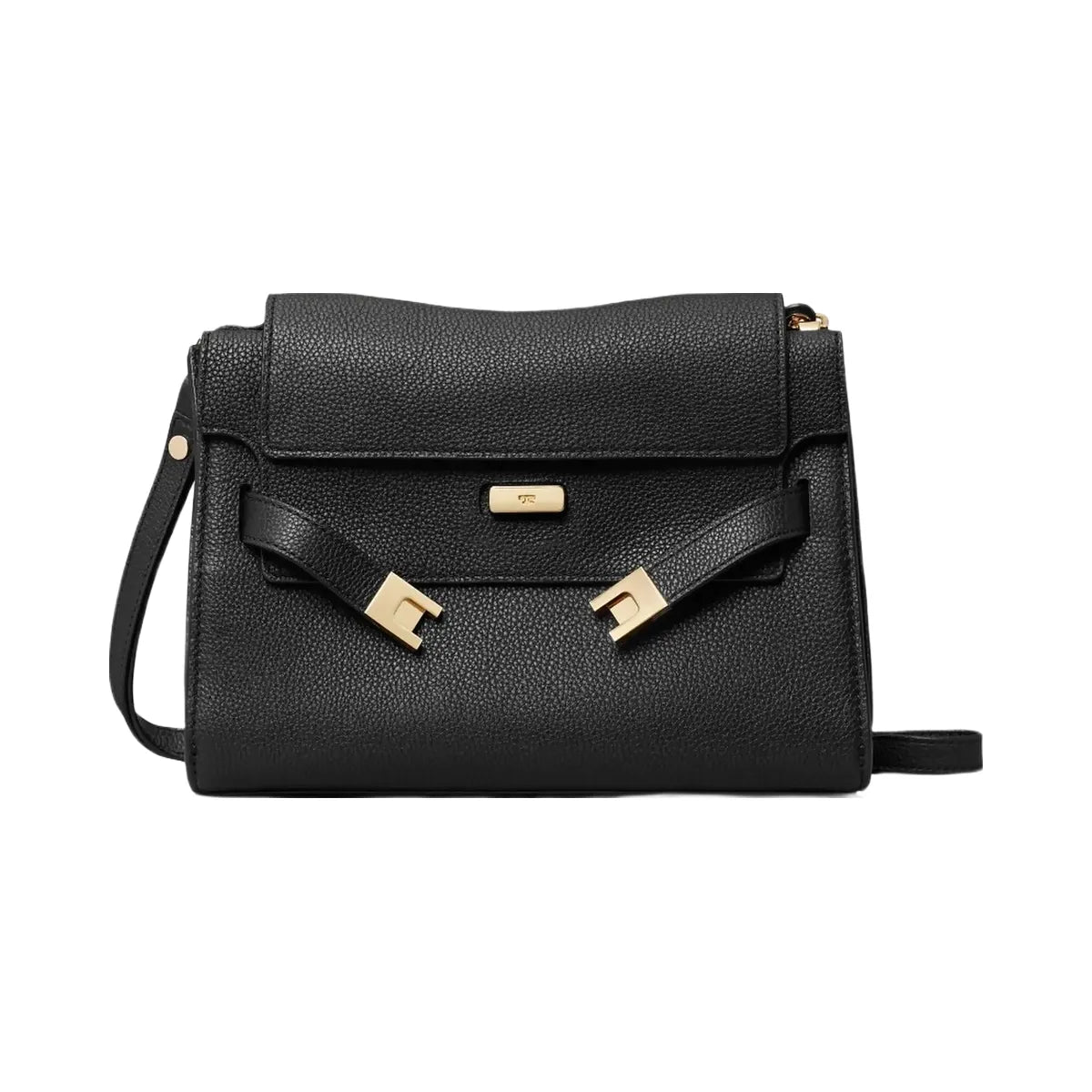 Tory Burch Lee Radziwill Pebbled Shoulder Bag Black