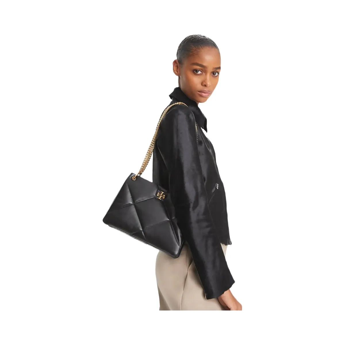 Tory Burch Small Kira Diamond Quilt Shoulder Bag Black