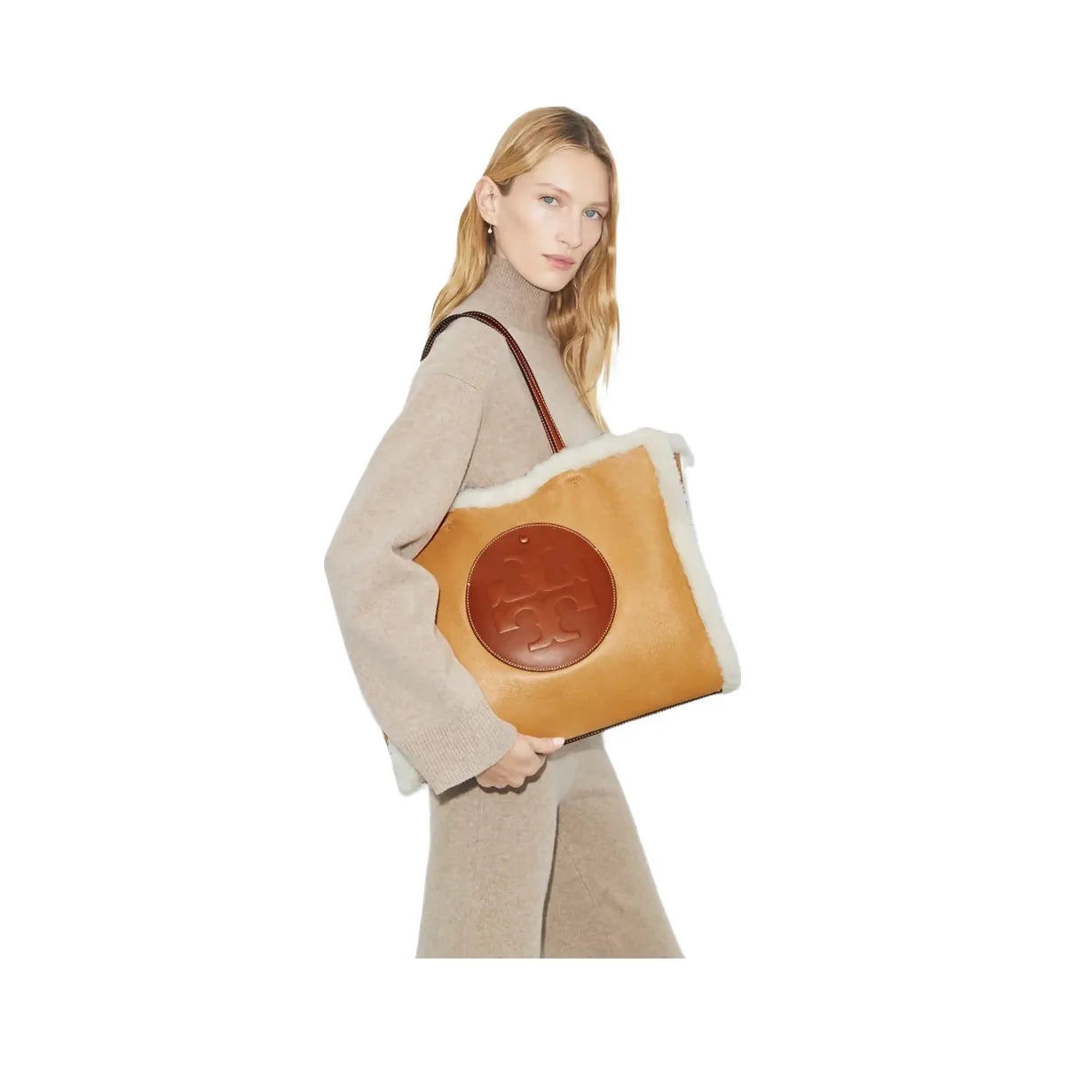 Tory Burch Ella Shearling Tote LIGHT NATURAL / Brown