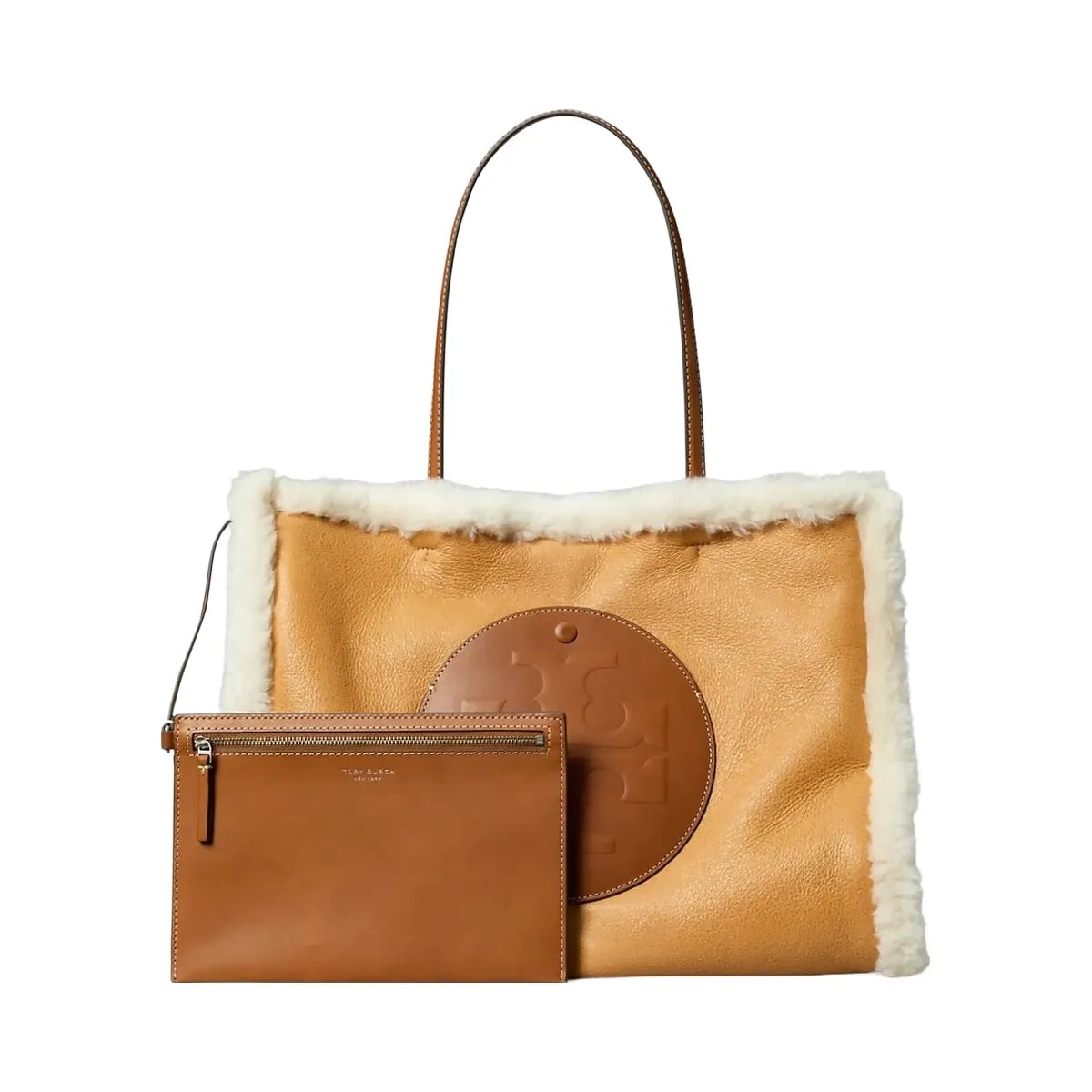 Tory Burch Ella Shearling Tote LIGHT NATURAL / Brown