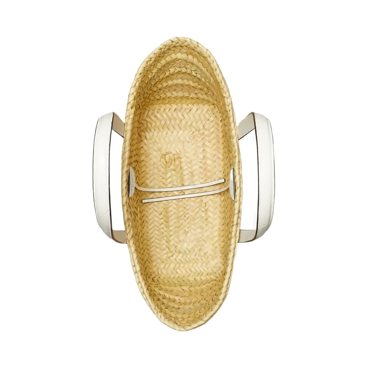 Tory Burch Small Ella Croc-Embossed Straw Basket Blanc