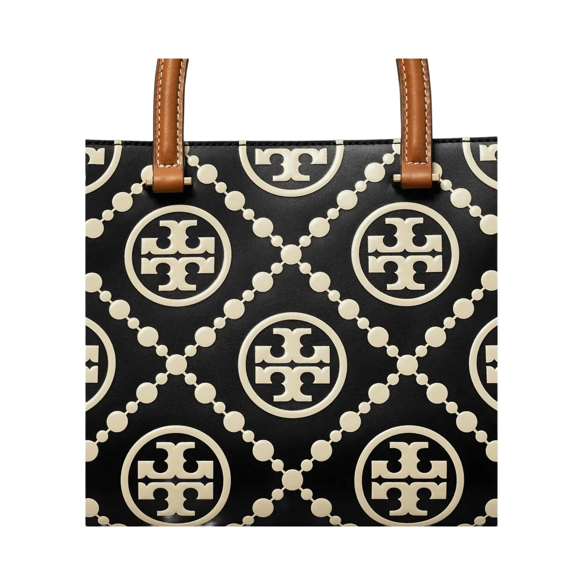 Tory Burch T Monogram Contrast Embossed Top-Handle Tote Black/White