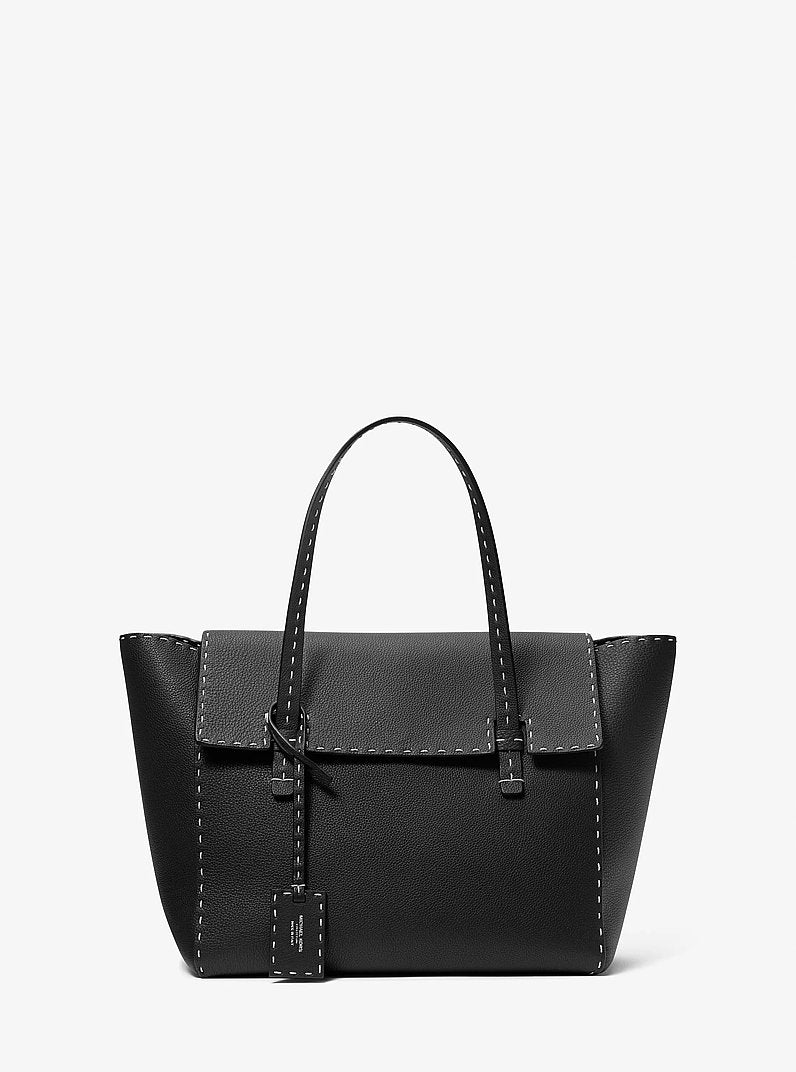Michael Kors Sophia Hand-Stitched Pebbled Leather Satchel Black