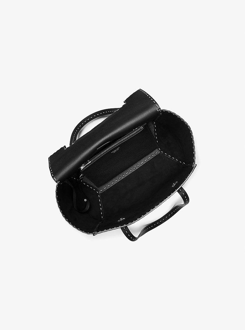 Michael Kors Sophia Hand-Stitched Pebbled Leather Satchel Black