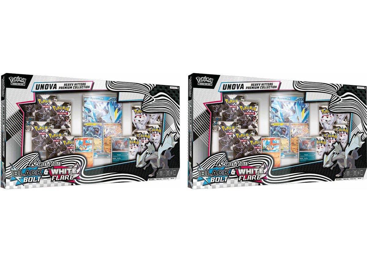2025 Pokemon Scarlet & Violet Black Bolt & White Flare Unova Heavy Hitters Premium Collection Costco Exclusive 2X Lot