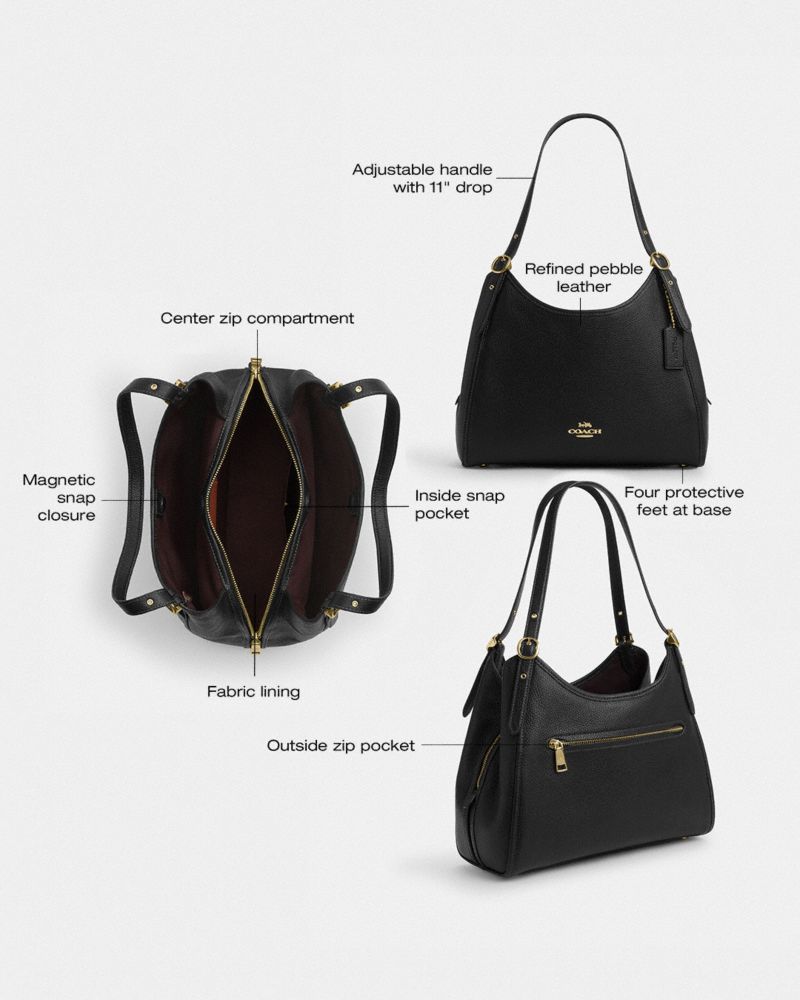 Coach Erin Shoulder Bag Gold Black