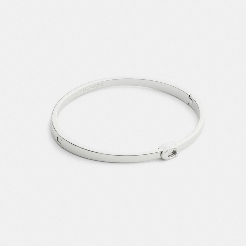 Coach Thin Signature Hinged Bangle Silver