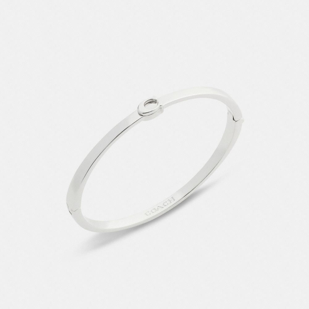 Coach Thin Signature Hinged Bangle Silver