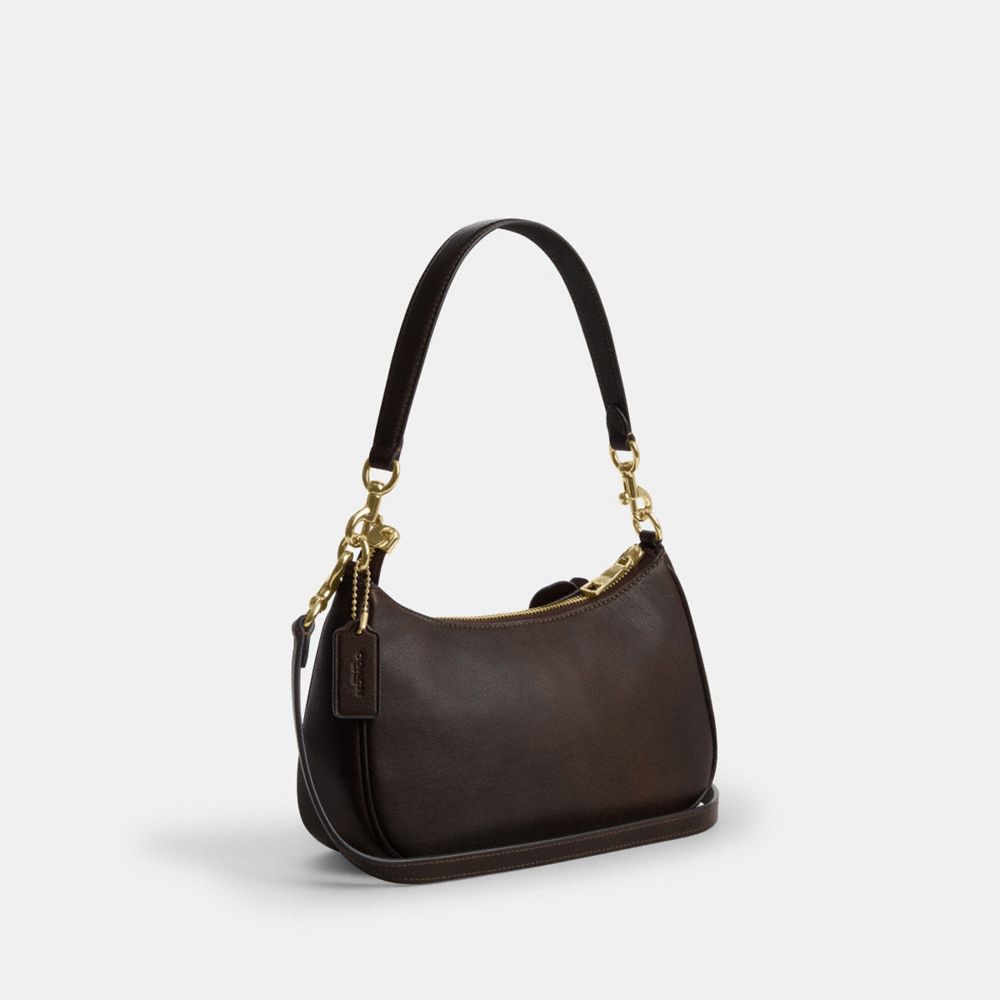 Coach Teri Shoulder Bag With Floral Applique Gold Maple