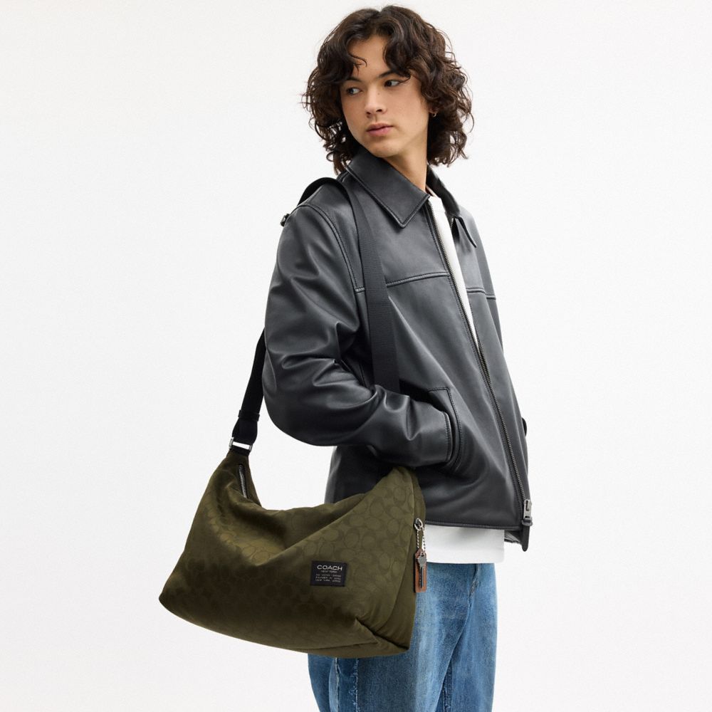 Coach Leo Crossbody In Signature Nylon Dark Moss