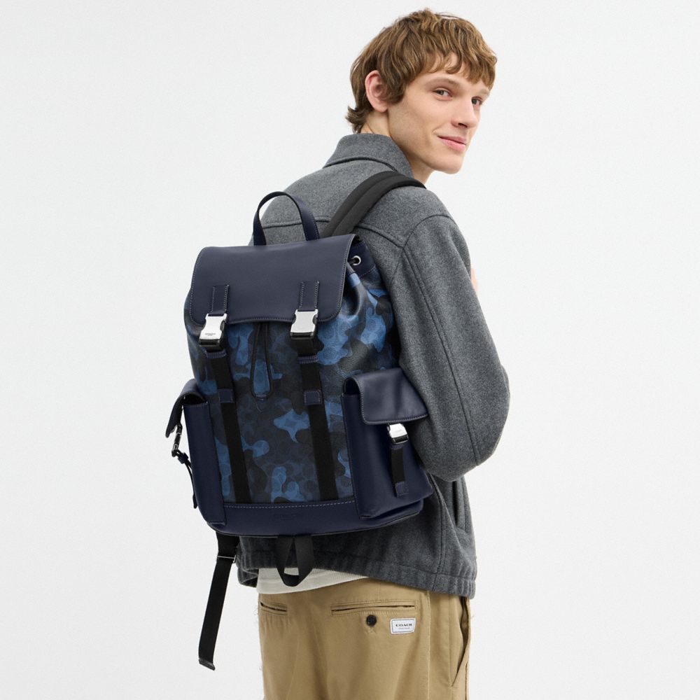 Coach Clark Backpack In Signature Camo Print Silver