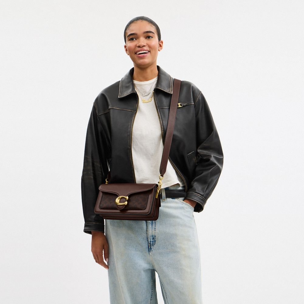 Coach Tabby Shoulder Bag 26 In Signature Canvas Brass Maple