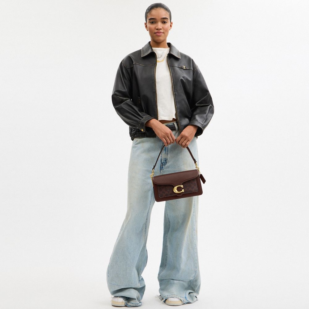 Coach Tabby Shoulder Bag 26 In Signature Canvas Brass Maple