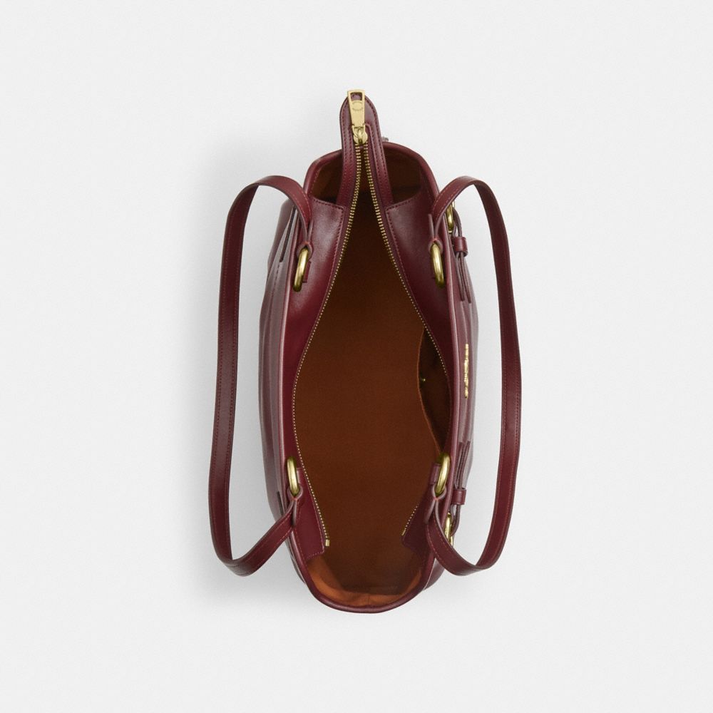 Coach Easton Tote Bag Gold Dark Wine