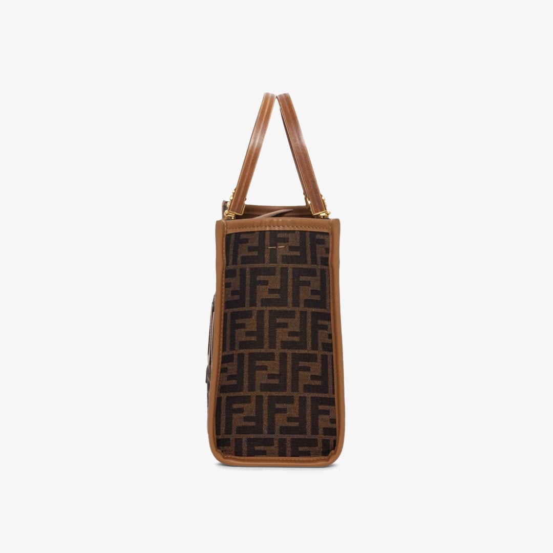 Fendi Sunshine Small Brown FF jacquard fabric bag
