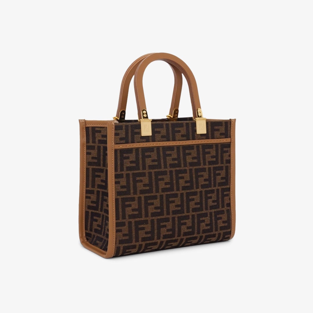 Fendi Sunshine Small Brown FF jacquard fabric bag