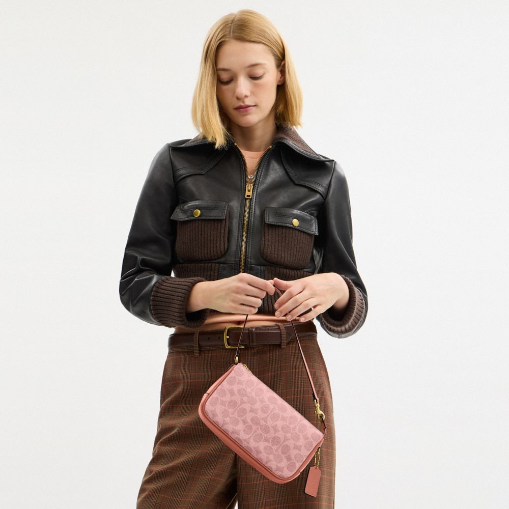 Coach Plaza Bag In Signature Canvas Brass Melon Pink