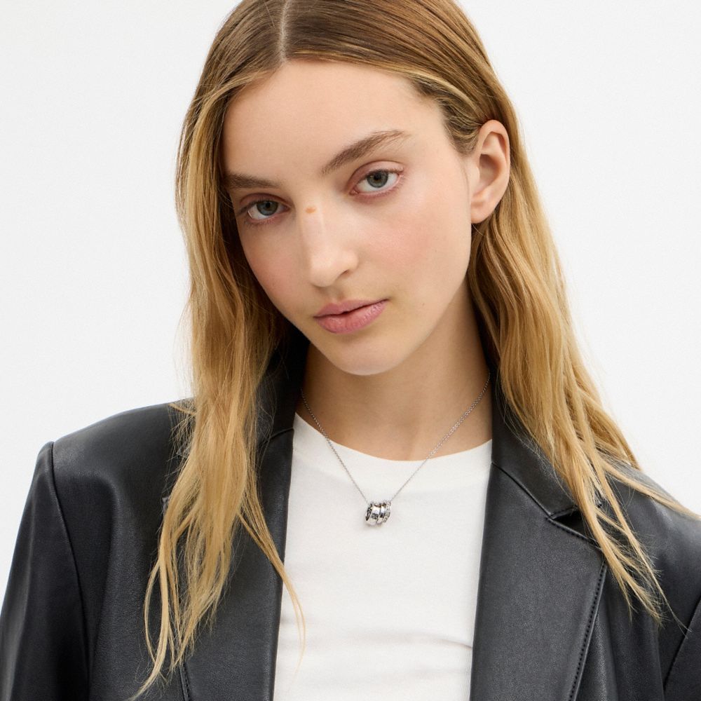 Coach Repeated C Rondelle Necklace Silver