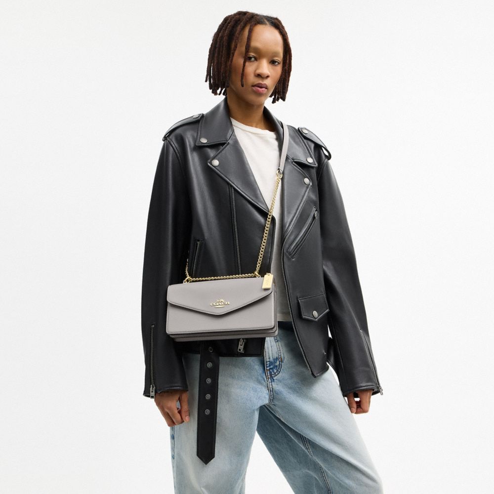 Coach Klare Envelope Crossbody Bag Gold Dove Grey