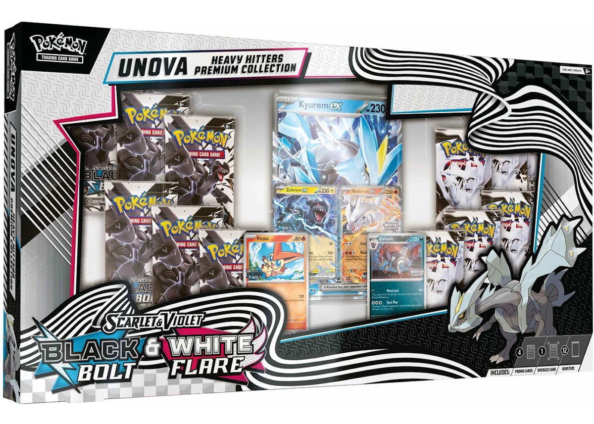 2025 Pokemon Scarlet & Violet Black Bolt & White Flare Unova Heavy Hitters Premium Collection Costco Exclusive