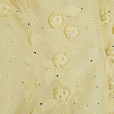 Yellow 3D Floral Embellished Blouse