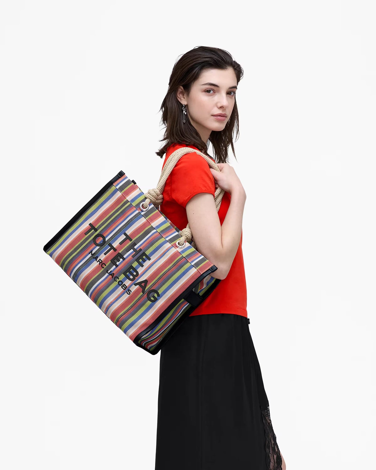 Marc Jacobs The Stripe Mesh Large Tote Bag Red Multi