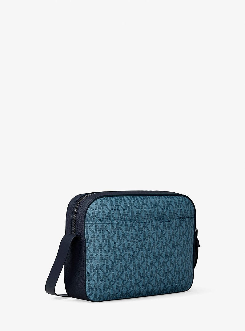 Michael Kors Cooper Embellished Signature Logo Flight Bag Denim