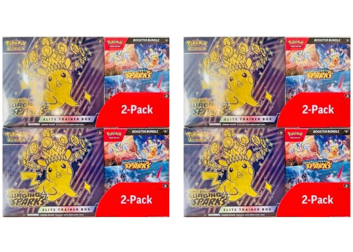 2025 Pokemon Scarlet & Violet Surging Sparks Elite Trainer Box & Booster Bundle Costco 2-Pack 4X Lot