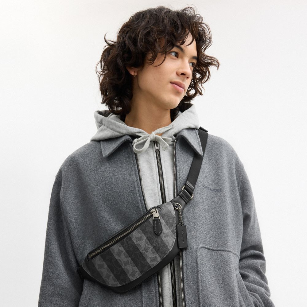 Warren Mini Belt Bag In Signature Canvas With Stripes