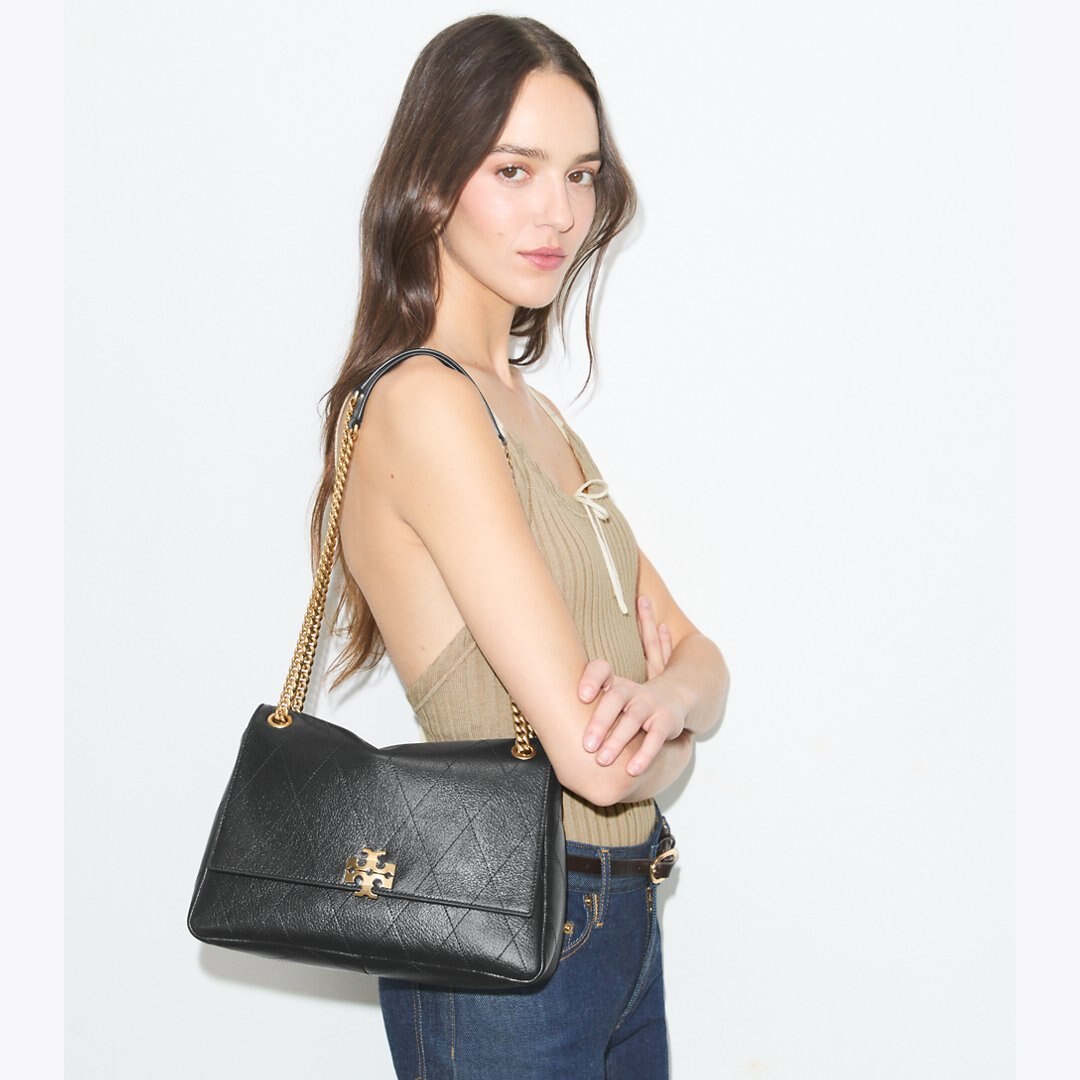 Tory Burch Charlie Quilted Shoulder Bag Black