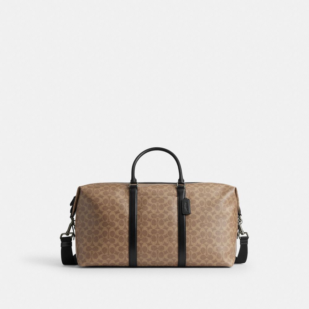 Coach Trekker Bag 52 In Signature Canvas Gunmetal Tan Black