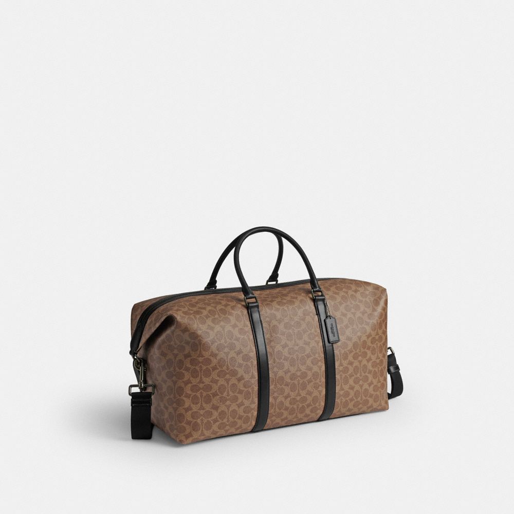 Coach Trekker Bag 52 In Signature Canvas Gunmetal Tan Black