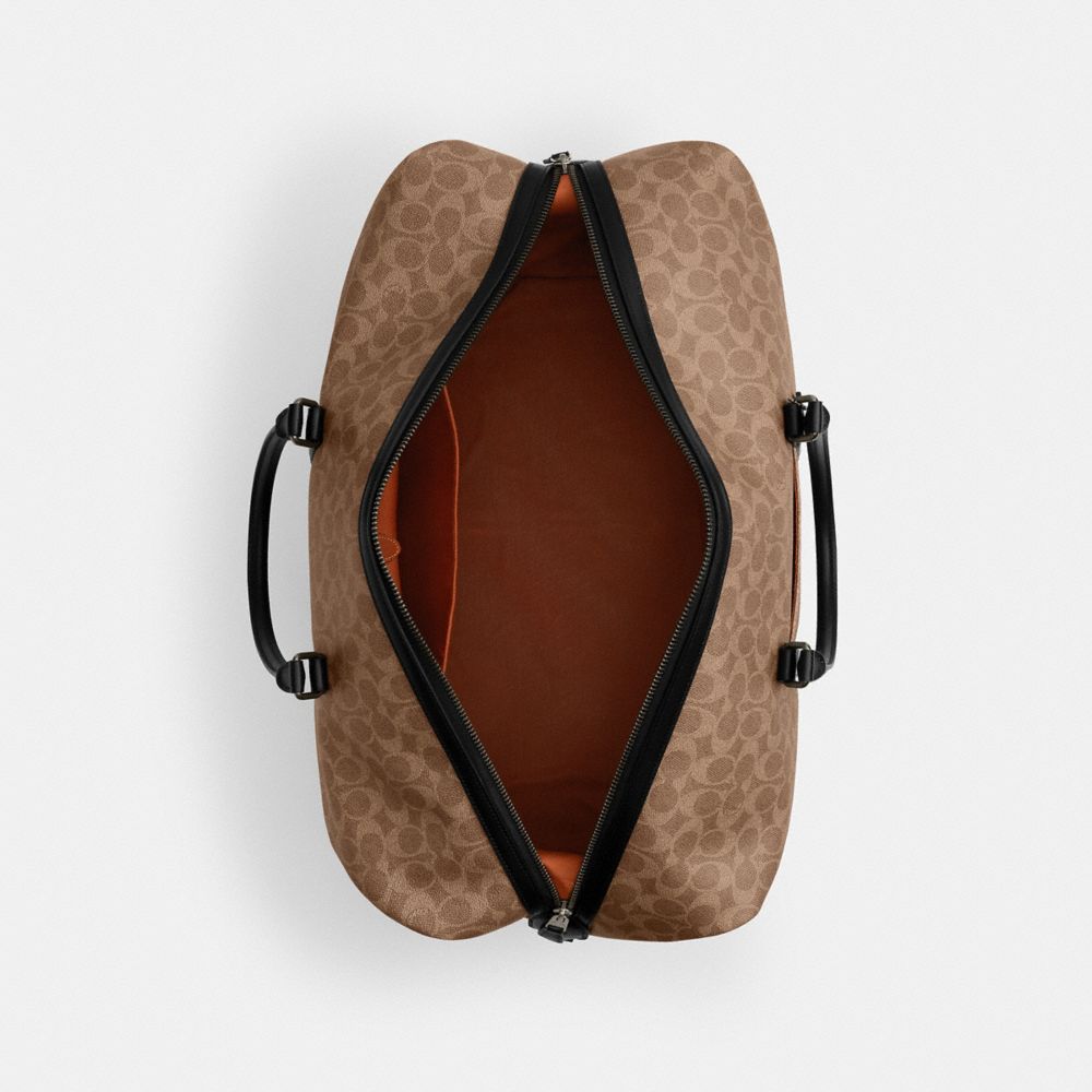 Coach Trekker Bag 52 In Signature Canvas Gunmetal Tan Black