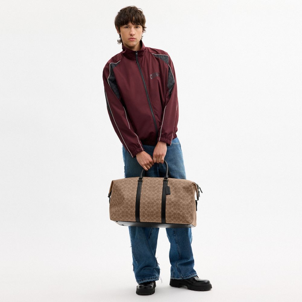 Coach Trekker Bag 52 In Signature Canvas Gunmetal Tan Black