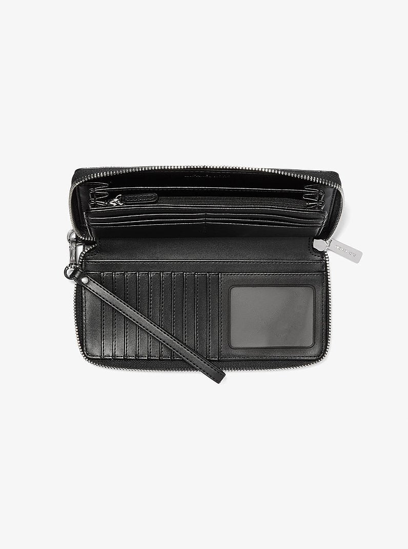 Michael Kors Jet Set Travel Large Signature Logo Continental Wallet Black