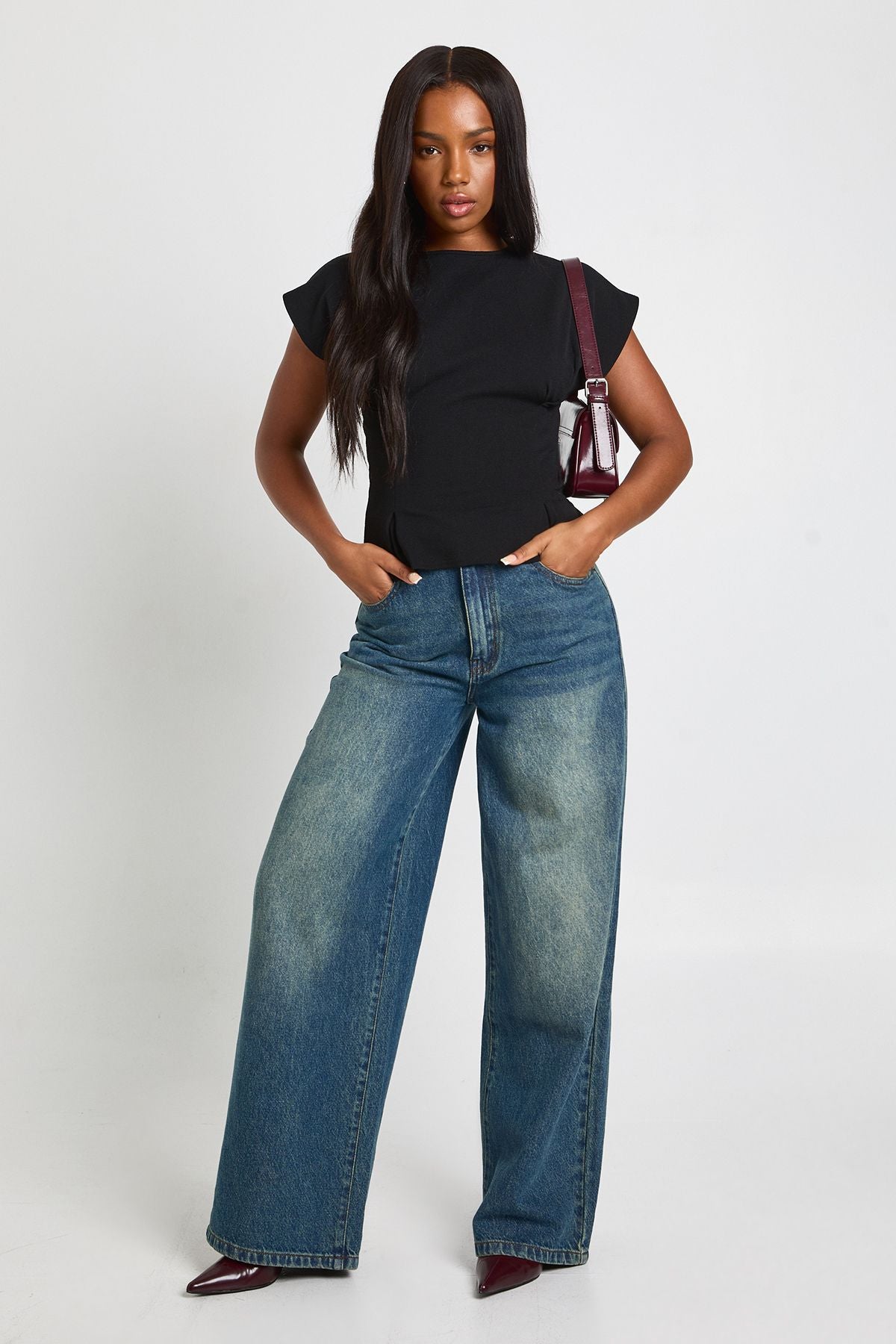 Crepe Sleeveless Cinched Waist Top