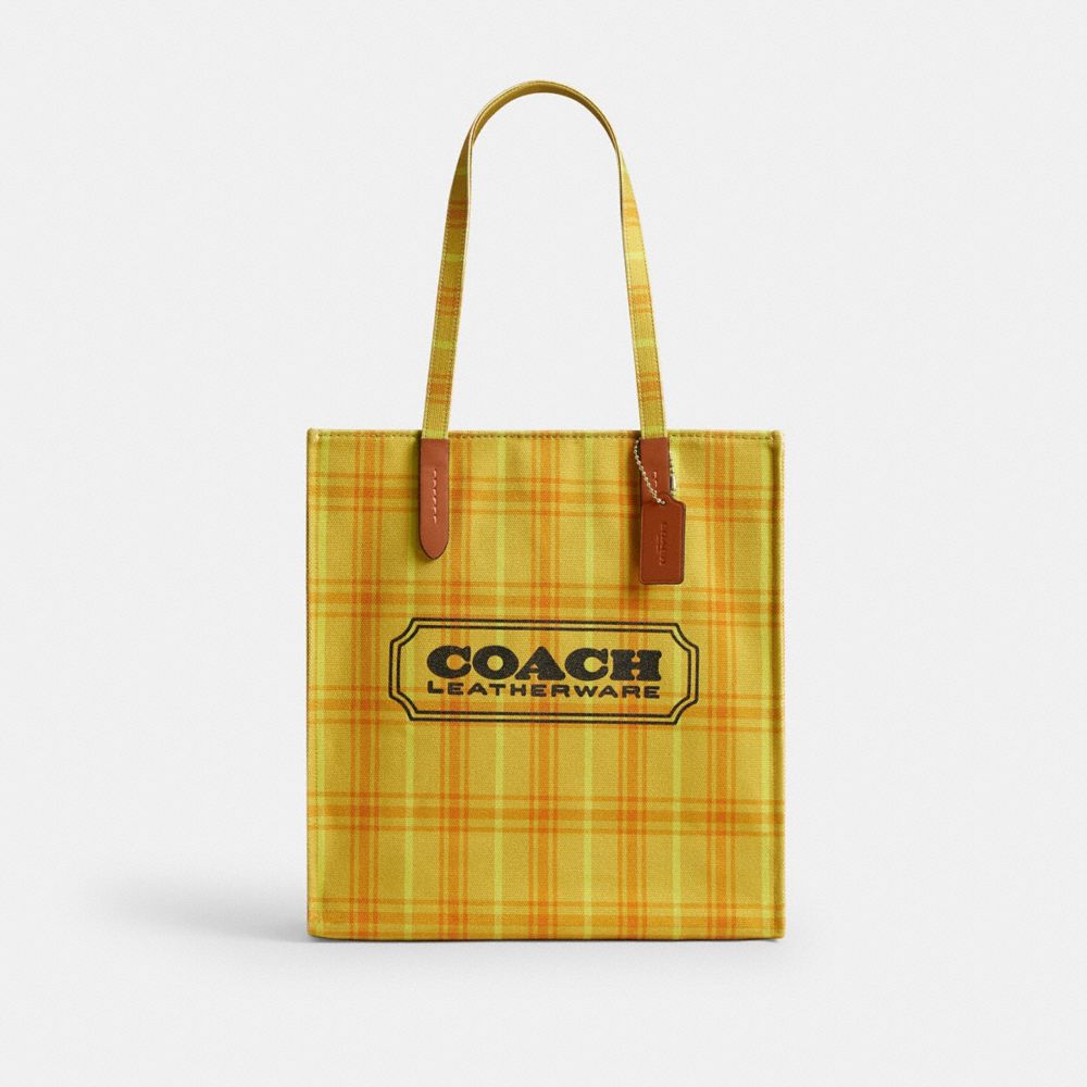 Canvas Tote Bag With Plaid Print