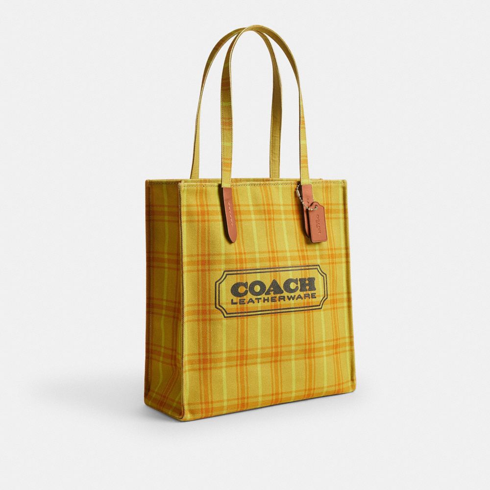 Canvas Tote Bag With Plaid Print